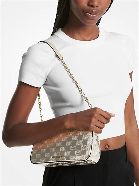 michael michael kors empire medium patent chain-link pochette|Michael Kors chain link pochette.